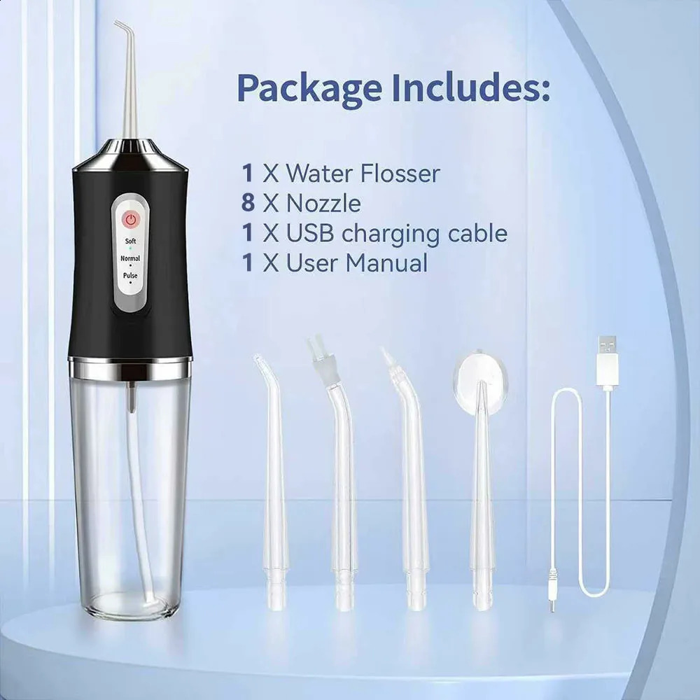 Water Flossers Portable Dental Irrigator Cordless Floss Irrigators Jet Rechargeable Oral Black Sets for Adults Braces 260626 - view 3