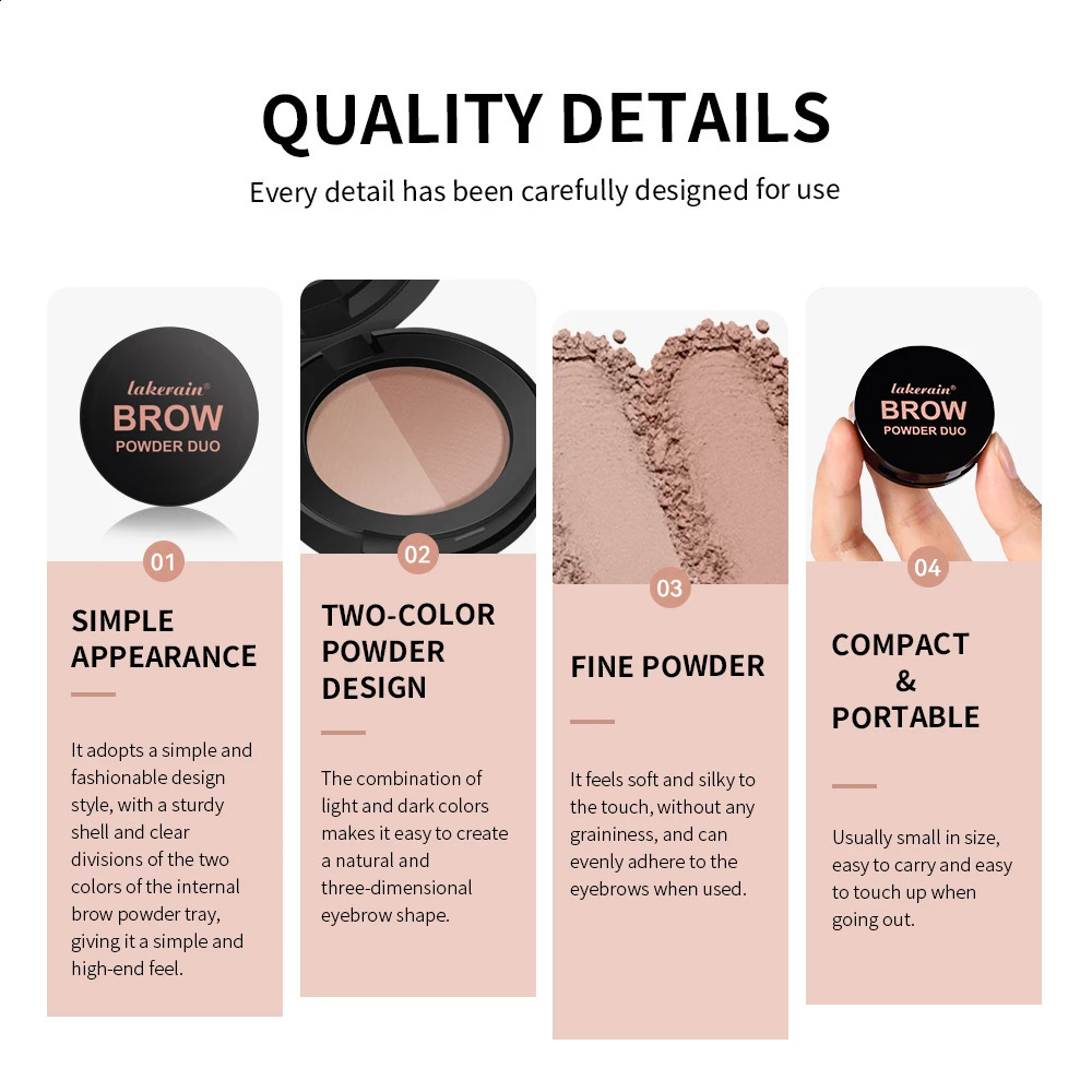 Brow Powder Duo Two-color Eyebrow Powder n Long-Lasting Natural 3-Dimensional Eyebrow Shape Makeup Fine Powder Cosmetic 260626 - view 7