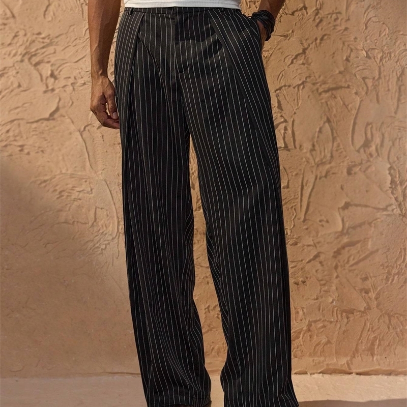 plus Size Mens Striped Casual Pants Trendy Comfortable Daily Wear Long Trousers y260618