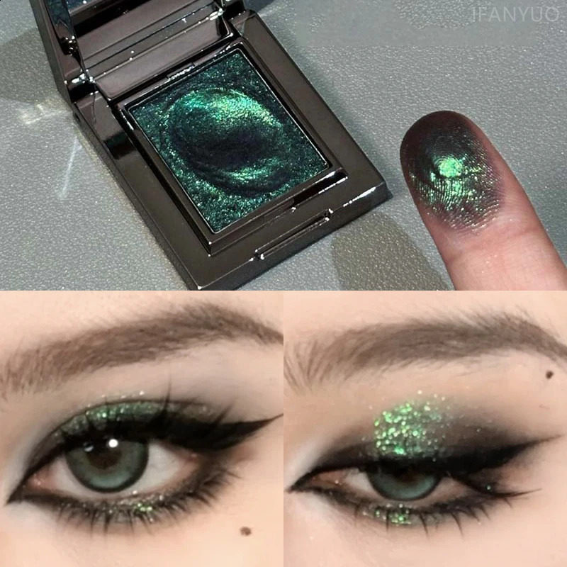 Chameleon Dark Green Eyeshadow Palette Fine Easy-To-Apply Sparkling Pearlescent Mashed Potato Eye Shadow Makeup 260626