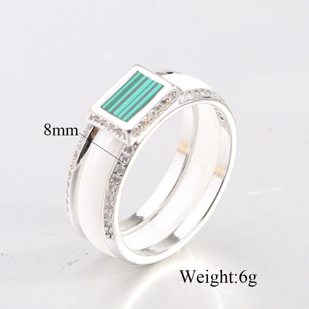8mm Ceramic Diamond Encrusted Ring In White Gold Black And White Couples Ring Acrylic Matching Rings Versatile For Women And Men Lovers Bijoux Jewelry - view 9