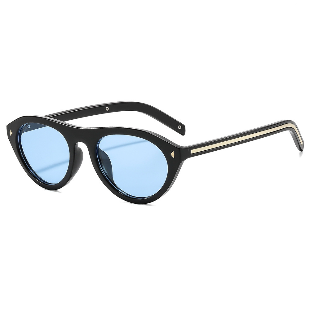 20 New Oval With Studs, European And American Fashion Runway Retro Ins Internet Celebrity Street Style Sunglasses - view 6
