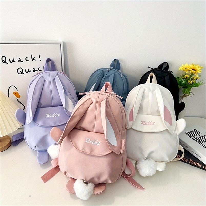 Girl Rabbit Ear Backpack Casual Schoolbag Waterproof Large Capacity School Smooth Zipper Solid Teens Travel and Gifts y260615