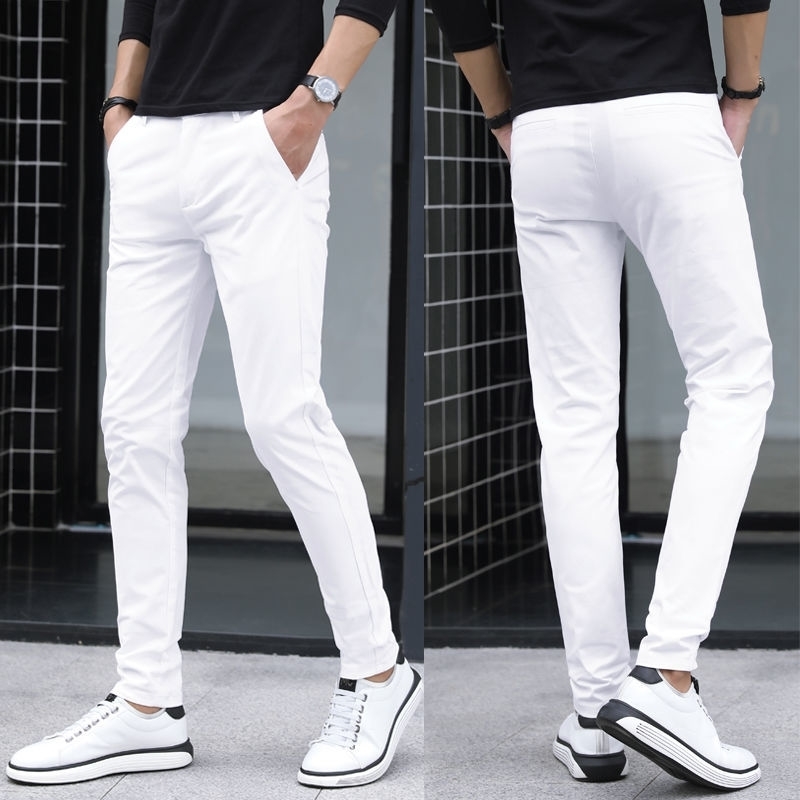 Mens Pure White Pants Slim Fit Business for Men Suit Ankle Length Summer Autumn Formal Leisure Trousers L79 y260618