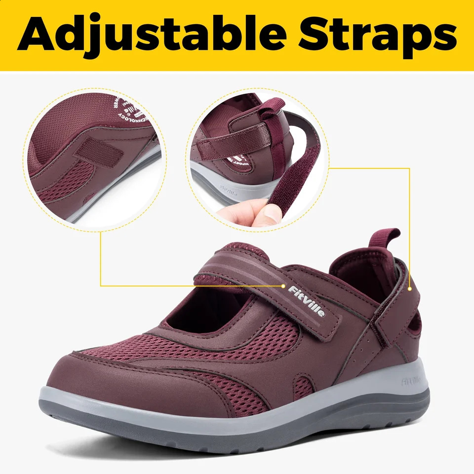 Fitville Womens Sandals Mary Jane Casual Shoes Widened Toe For Swollen Feet Lightweight Breathable Outdoor Elderly Shoes Sandal 260622 - view 6