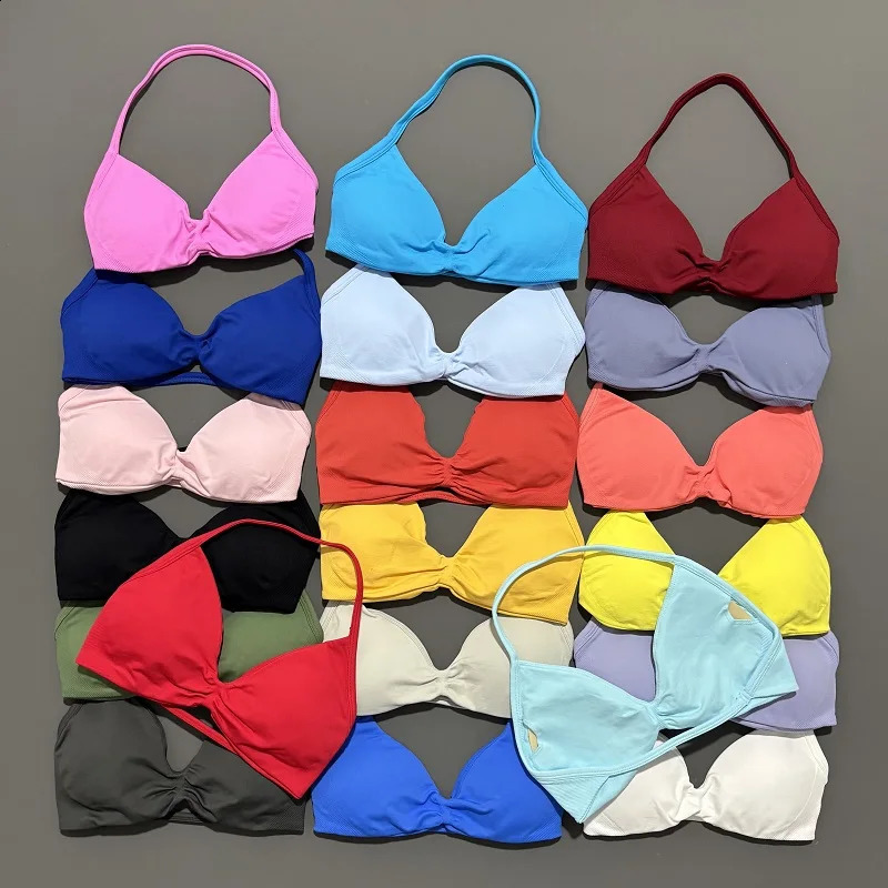 Sports Strappy Bra Yoga Underwear Women Gym Top Running Exercise Backless Bra High Support Active Wear Fitness Workout Halter 260626