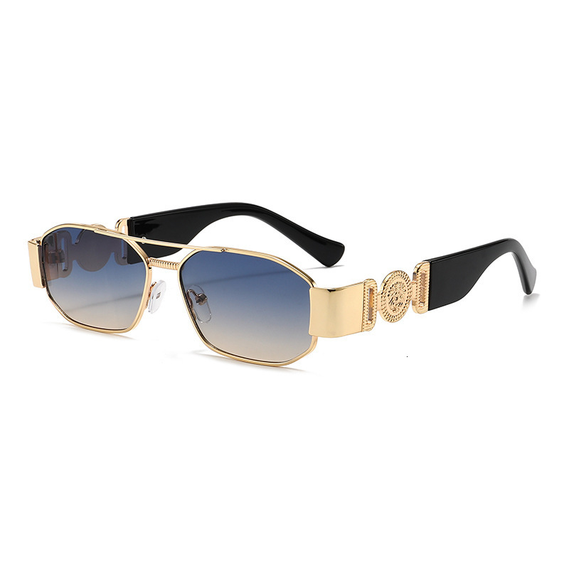 New Cross Border Small Square Frame Double Beam Sunglasses for Men High End with Decorative Head Shaped Temple Legs European and American Style Glasse - view 7