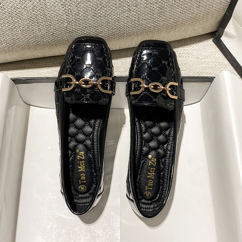 Luxury Shoes 2026 Women's Square Toe Flat Comfort Leather Shoes, Soft Cushion Smooth Patent Leather Buckle Strap Flats with Embroidery Size 33-43 - view 7