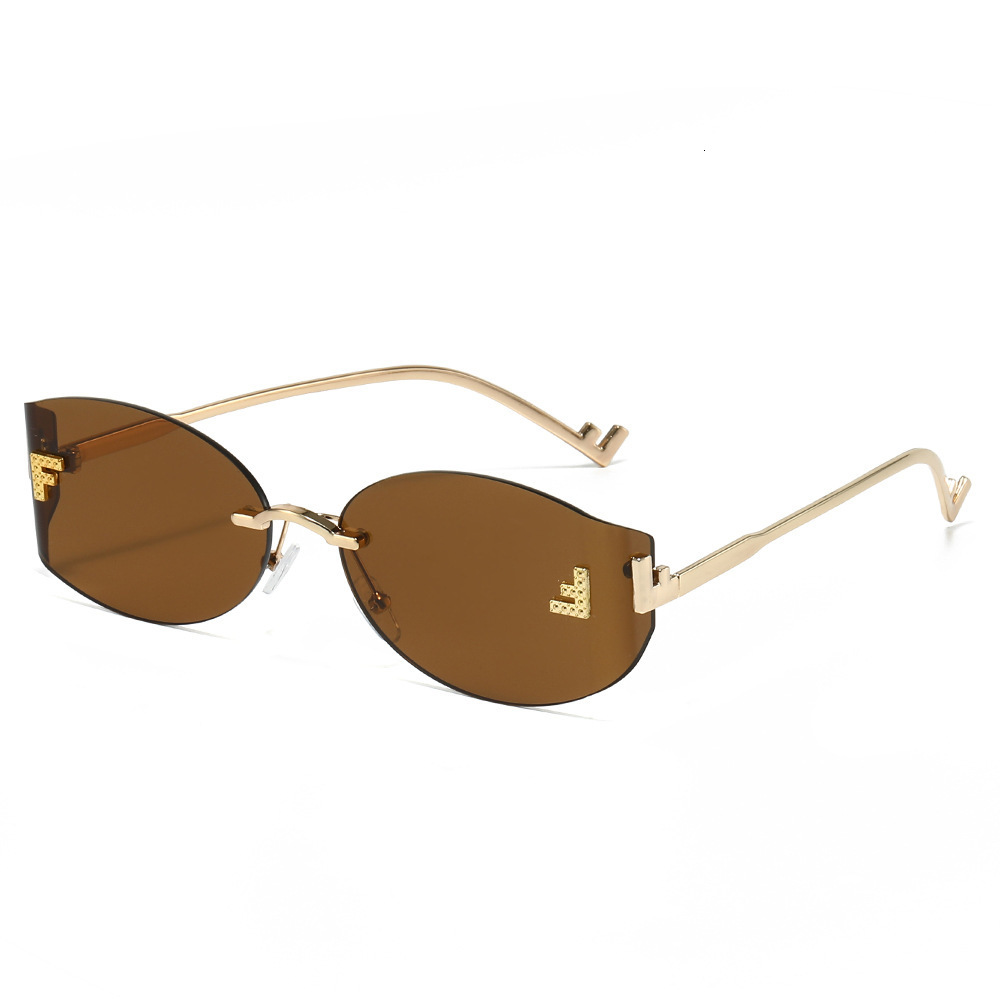 New Style Red Frameless With Cut Edges Letter F, European And American Fashion Trend, High-End Women's Stylish Sunglasses - view 5