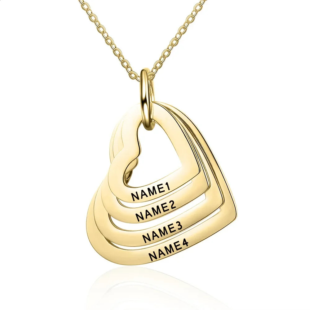 Custom Stainless Steel Engraved Name Necklace For Lover Family Gift Personalized Heart Pendant Jewelry 260626 - view 3