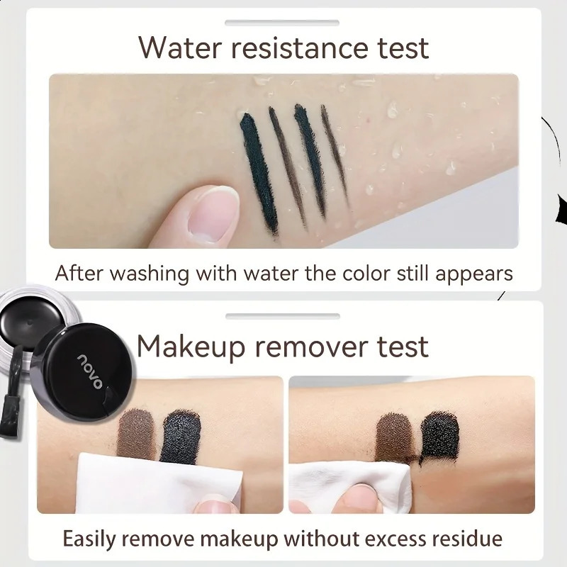 Portable Gel Eyeliner Black and Brown Water Proof Smudge Proof Eyeliner Cream Quick Drying Last for All Day Long Brow Eyeliner 260626 - view 4