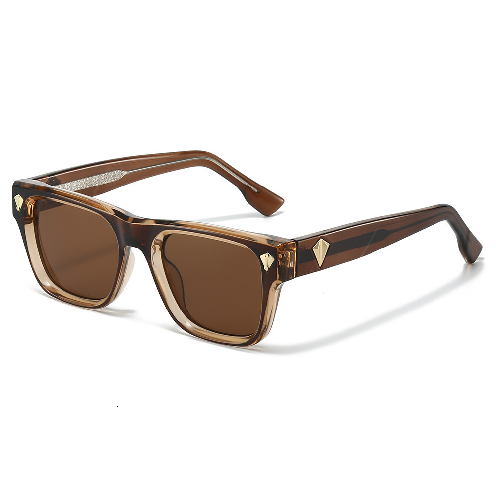 2026 New Vintage Square Frame Sunglasses, Style, Versatile And Simple, Acetate Clip-On Unisex Sunglasses - view 4