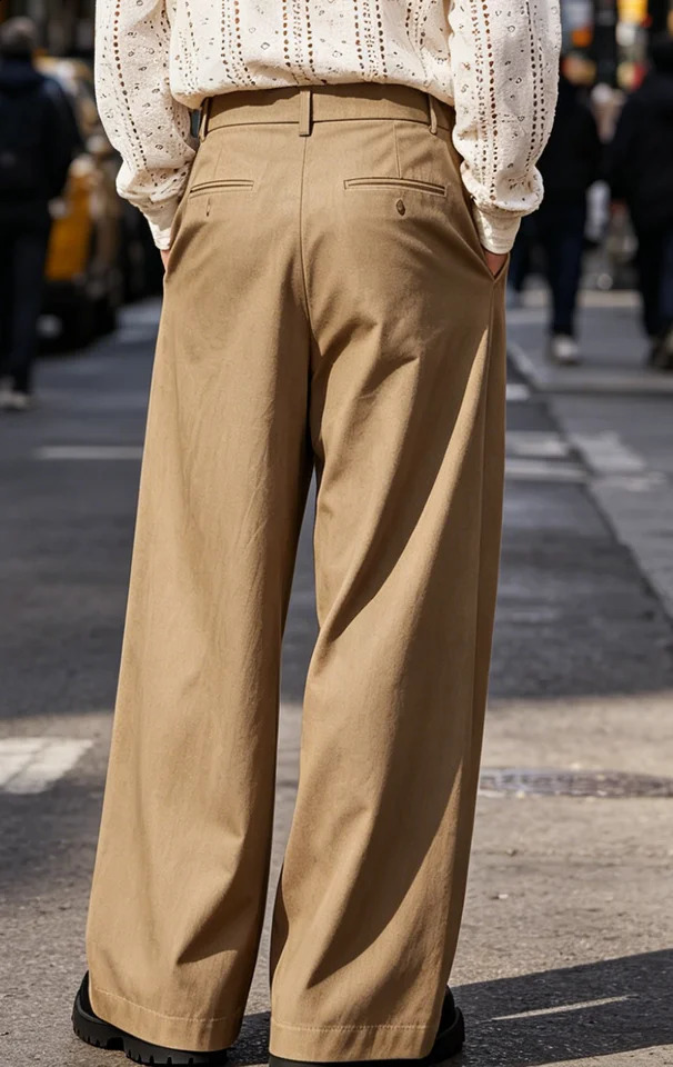 Mens Loose Khaki Pants Straight Leg Trousers High Waist Pleated Lightweight Breathable Cool Summer Casual For Beach Vacation 260625 - view 3
