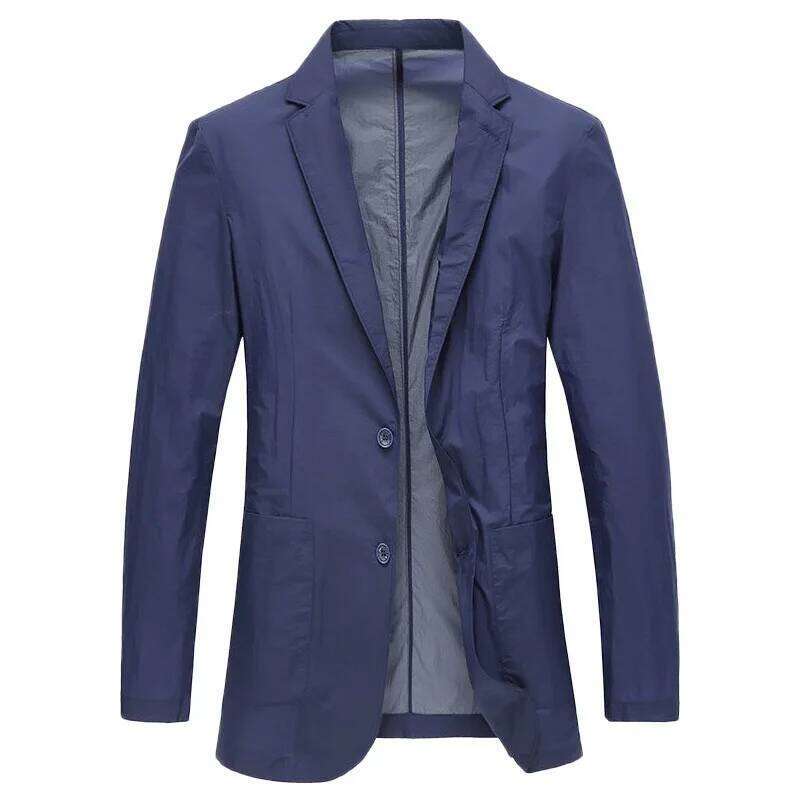 New Summer Man Thin Breathable Sunscreen Casual Solid Business Suits Coats Male Slim Elastic Blazers Jackets 4XL 26L0626 - view 1