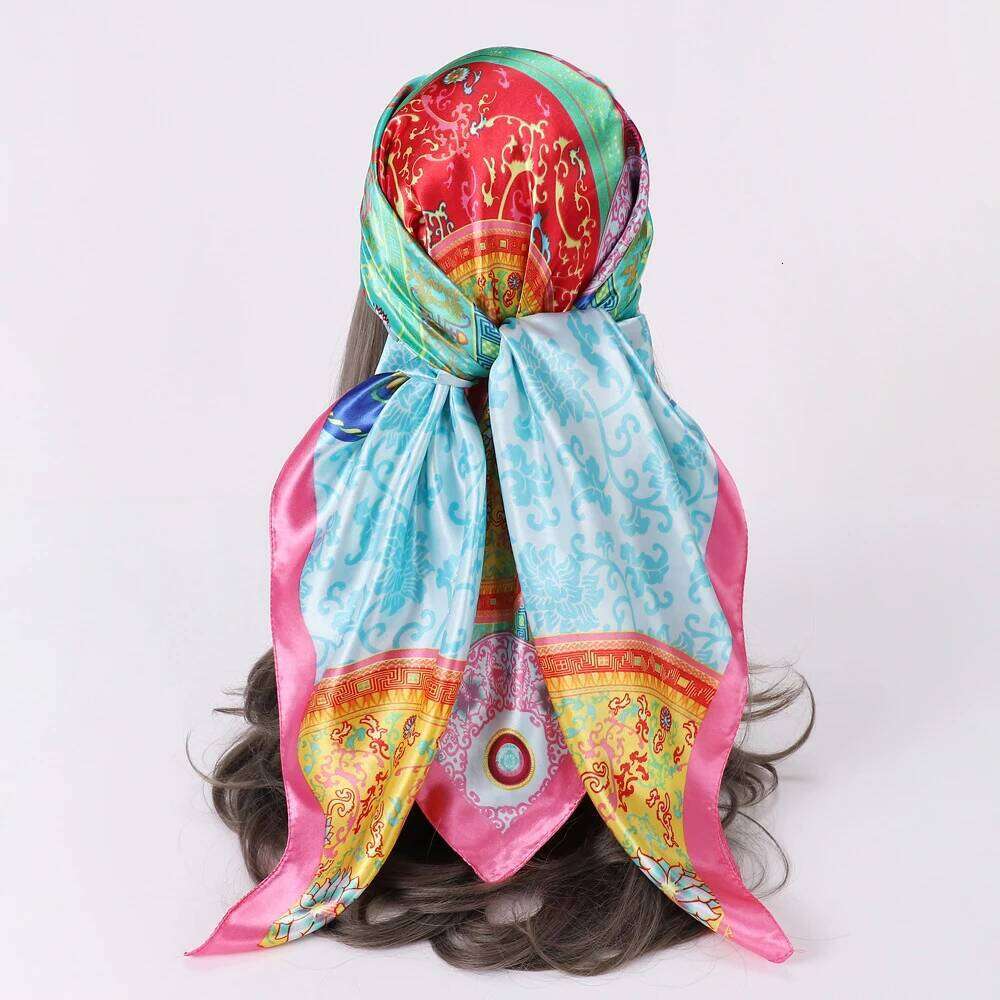 1pc Minimalist Bohemian Printed Satin Square Scarf New Women Fashion Bandana Headband for Daily Casual Elegant Headscarf Shawl 26Y06226 - view 4