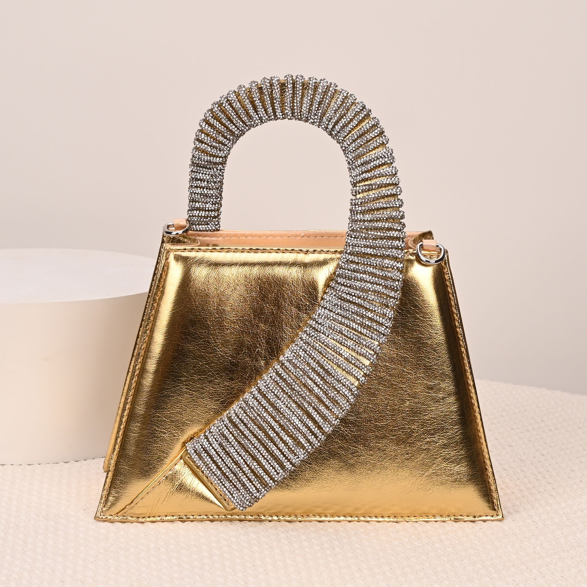 New Women S Bags Bring Diamond Embellished Fairy Super Shiny Rhinestone Trapezoidal Bag Shoulder Crossbody Handbag