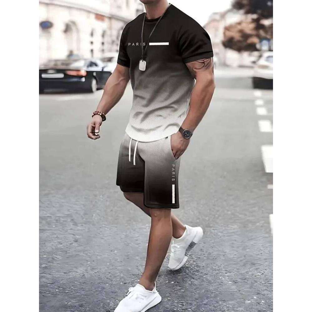Simple Marble 3D Print Summer Crewneck Top And Shorts Urban Street Fashion Men's Suit Everyday Casual Comfort 26Y0626 - view 5