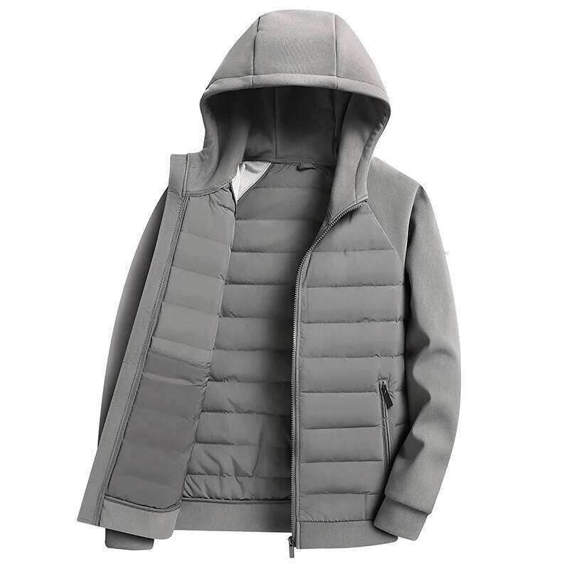 High-quality men's fashionable stylish autumn winter 90 jacket with a hooded knitted sleeve and light down J260626 - view 6