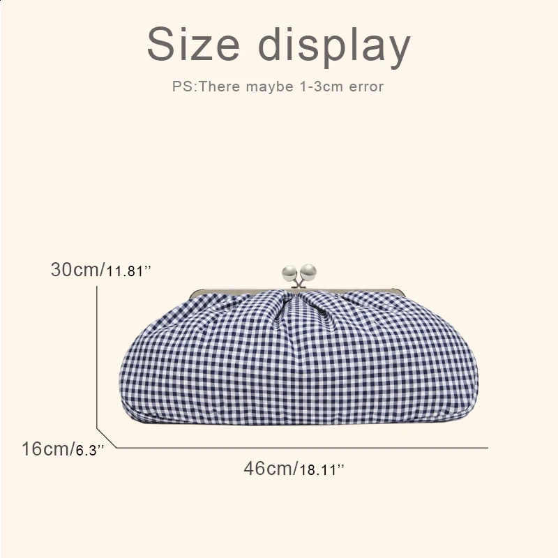 Large Capacity Kisslock Metal Frame Clip Puffer Bags For Women Handbag Purse 2026 In Plaid Underarm Shoulder 260626 - view 3