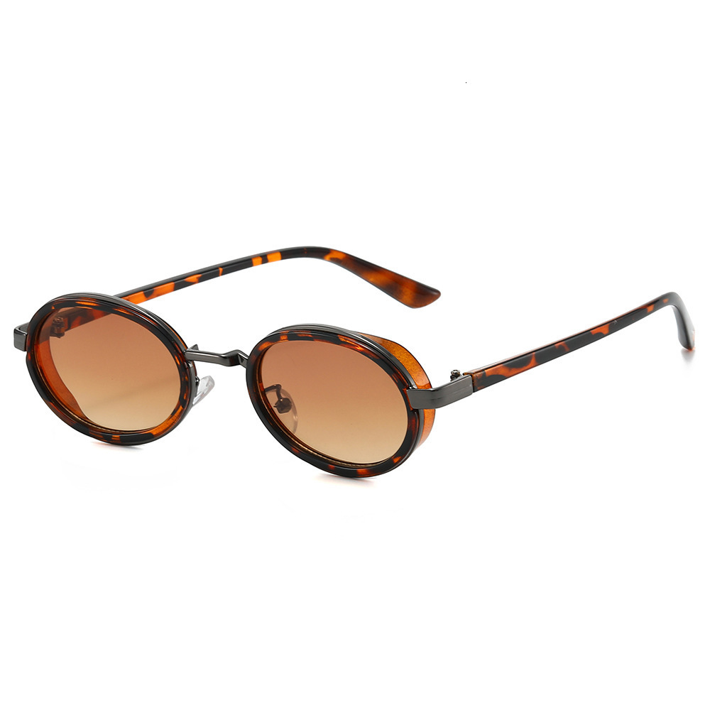 2026 New Model Steam European And American Small Frame Metallic Fashion Oval Futuristic Sunglasses Retro Punk Glasses - view 4
