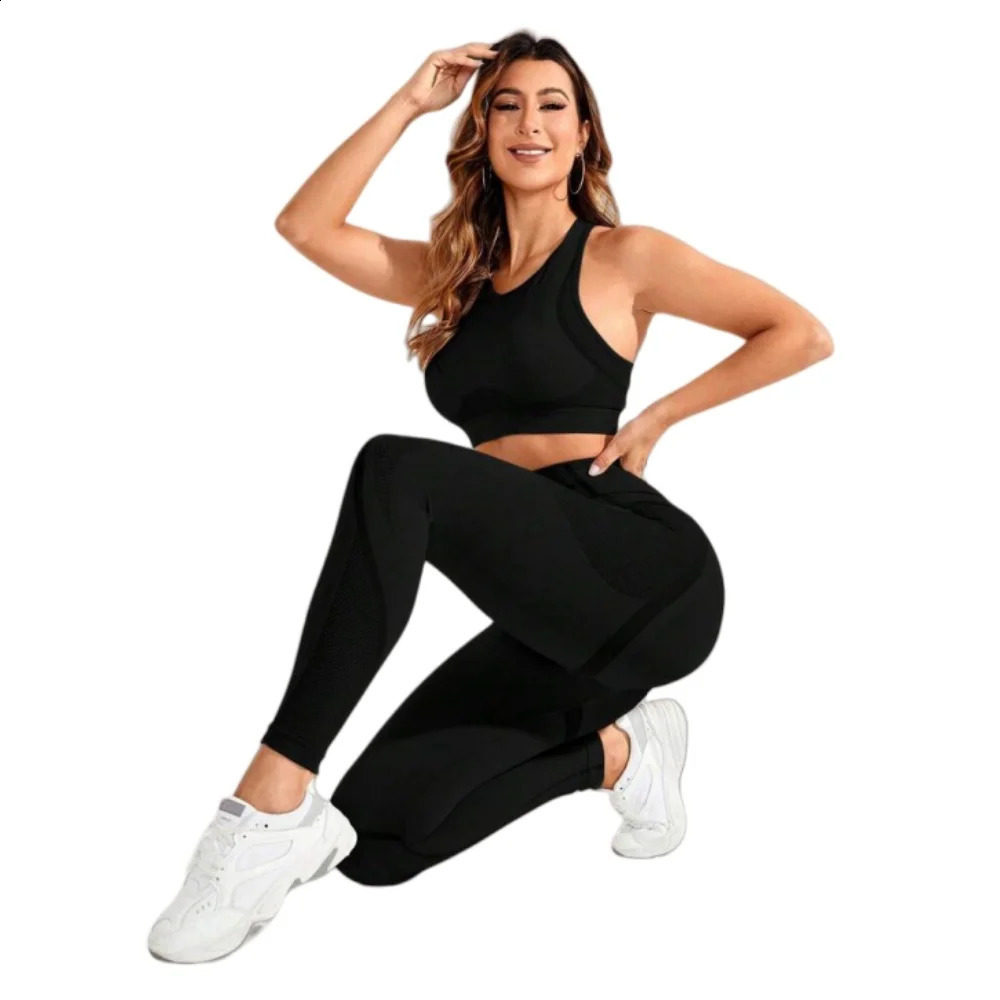 2-piece suit womens yoga suit beautiful back high waist trousers combination seamless super elastic ideal gym clothing 260626 - view 5