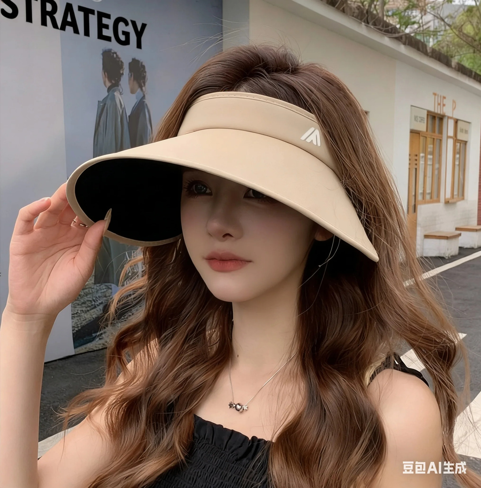 Womens UPF50 Large Brim Sun Visor Hat UV Protection Empty Top Cap 260625 - view 4