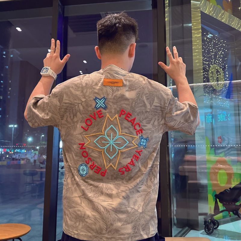 Summer Niche Hot-Selling Embroidered New Round-Neck Pure Cotton Short-Sleeve T-Shirt, Casual Trendy Ins Stylish Korean-Style Top For Men - view 4
