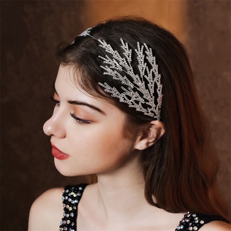 MIallo Sparkly Rhinestone Branch Bridal Headband Elegant Silver Crystal Wedding Hairband y Hair Accessories For Women 260617