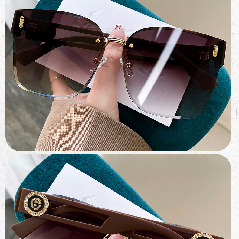2026 New Designer Niche Luxury Personality Trend Casual Versatile Frameless Cut Edge Gradient Color High-quality Sunglasses Sunshade Women's Sung - view 6