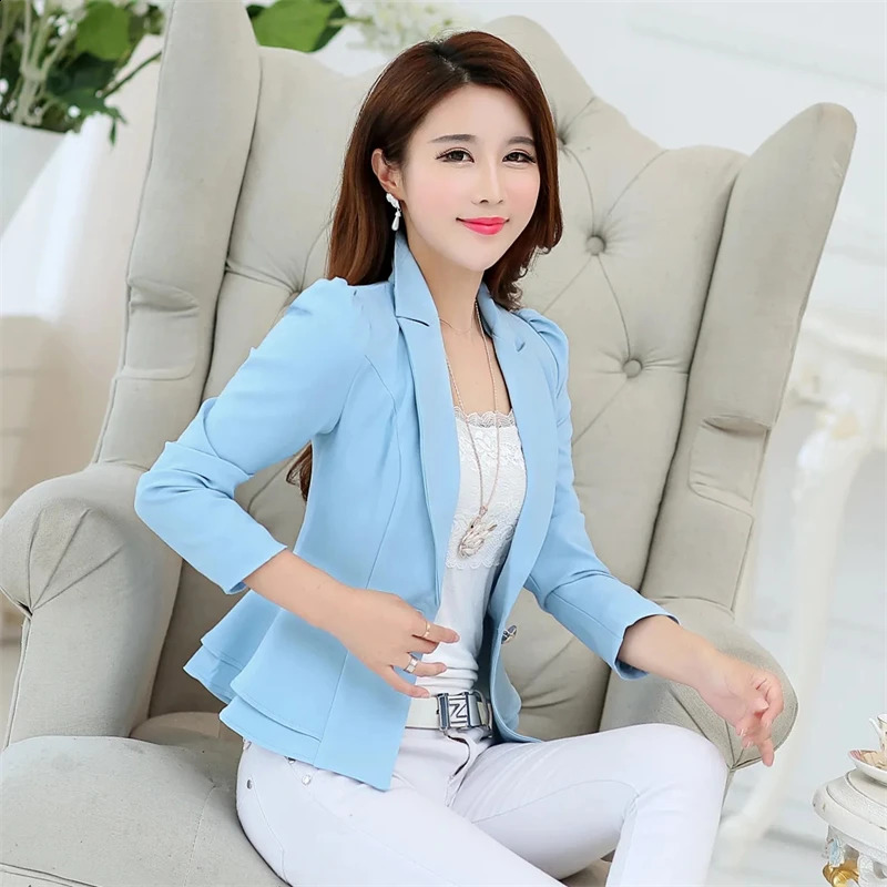 Ladies Suit Jacket Spring Autumn Korean Version Lotus Leaf Edge Womens Blazer Coat One Button Long Sleeve Lady Outerwear 260625 - view 3