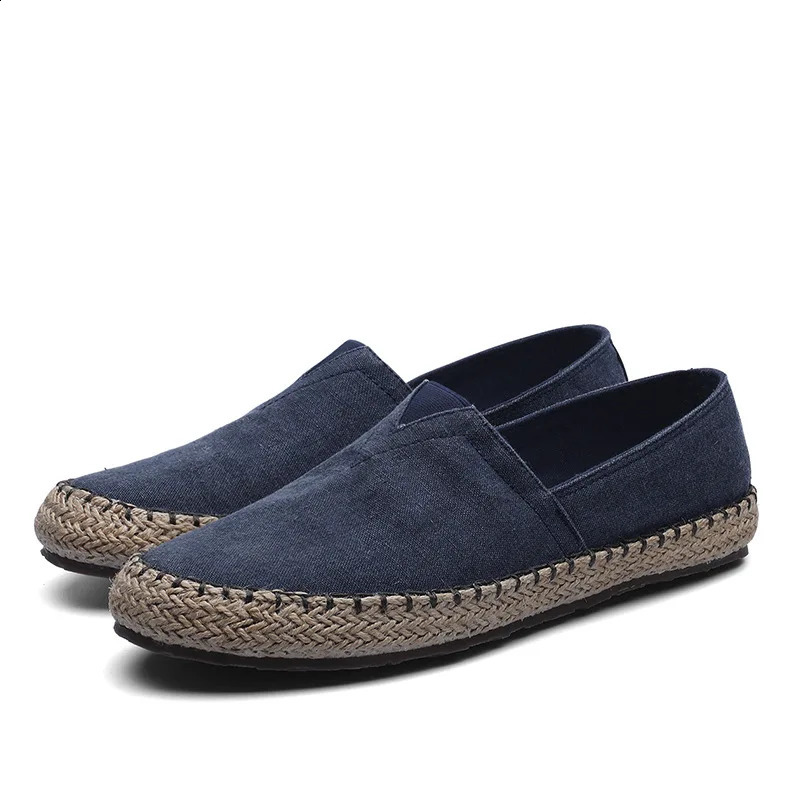 Mens linen canvas flat canvas lazy loafers driving shoes spring and autumn high quality 260626