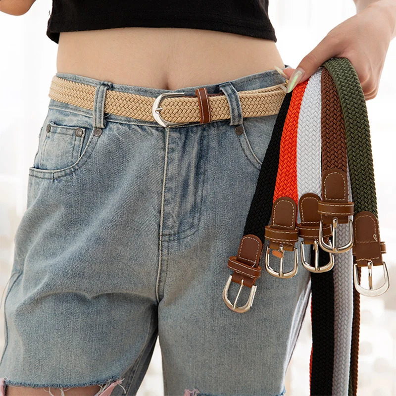 A suit of ladies elastic braided belt daily commuting casual with jeans 260625