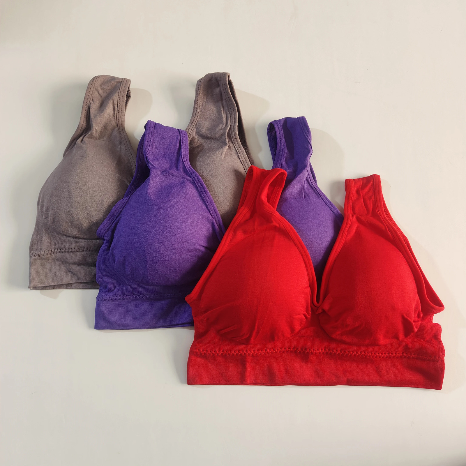 3pcsSet Seamless Push up Yoga Running Bra Wireless Fitness Sports plus Size S5XL Women Removable Pad Underwear 260626