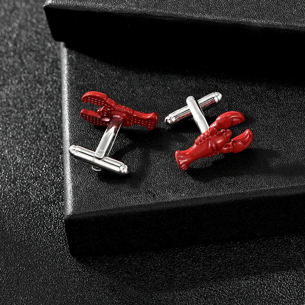 Statement Red Lobster Shaped Mens Cufflinks Personality Animal Shirt Suit Tuxedo Blouse Sleeve Button 260626 - view 6