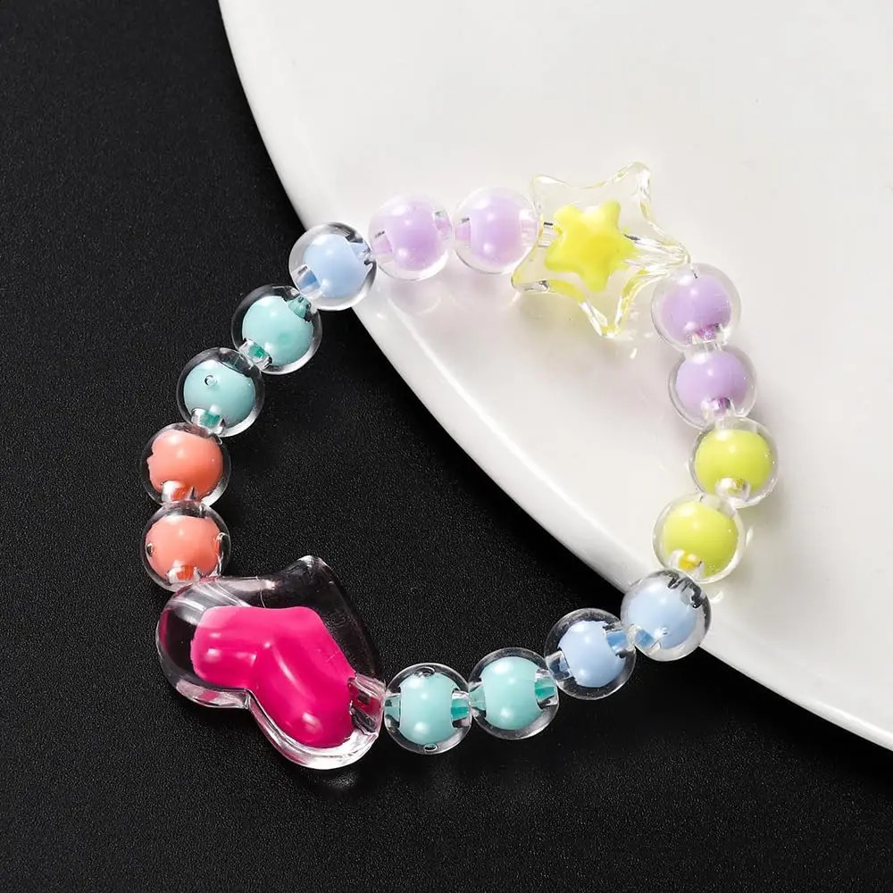 174pcsBox Heart Acrylic Beads Flower Round Spacer Loose Beads Kits for Bracelet Keychain Jewelry Making Accessories 260626 - view 7