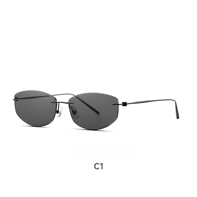 Ultra light titanium frameless cut edge sunglasses high definition nylon UV stylish and high end driving sunglasses for men - view 7