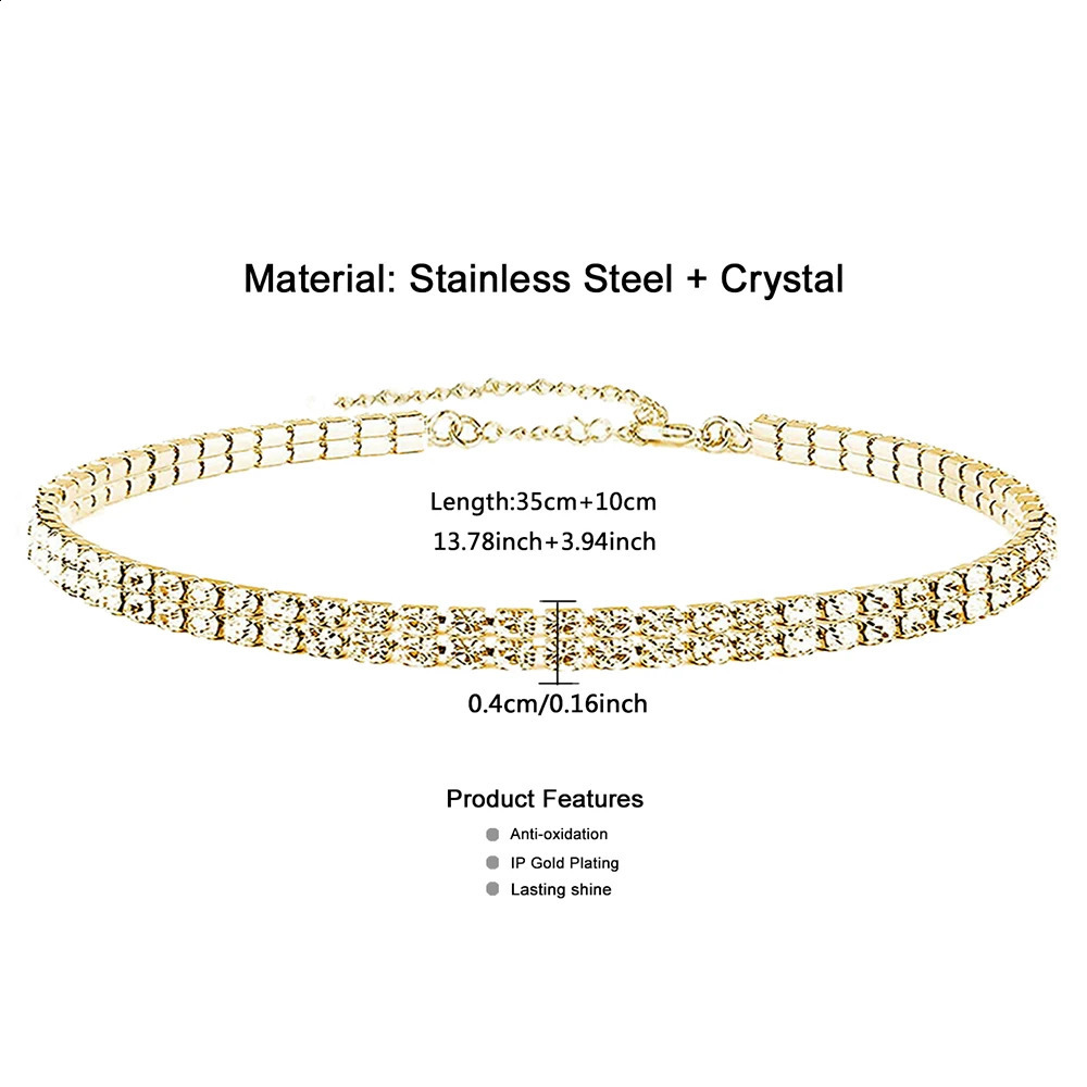 MinaMaMa Minimalist Stainless Steel Crystal Choker For Women Exquisite Rhinestone Chain Tennis Necklaces Jewelry Gifts 260624 - view 4
