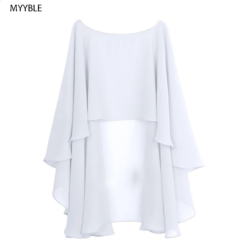 Womens Ladies Soft Wedding Capes Wedding Jacket Wraps Chiffon Shrug Bridal Bolero Long Shawl and Wraps Evening Wedding Cover Up 260625 - view 7