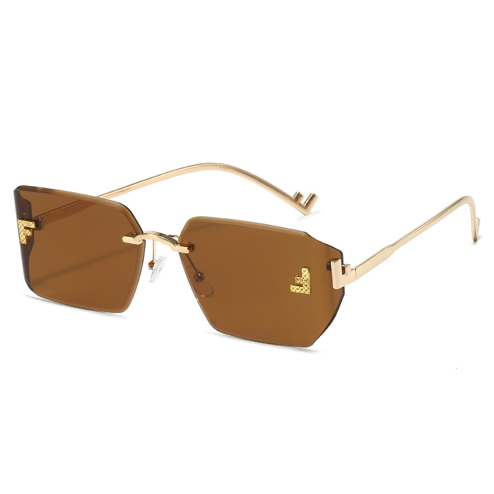 2026 New Model Metal Personality Sunglasses European And American Big Brand Diamond-Embellished Letter F Women's Versatile Eyewear - view 5