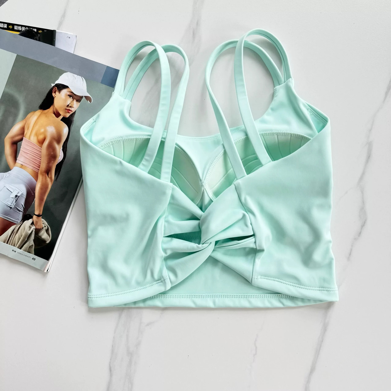 Womens High-Strength One-Piece Fixed-Cup Sports Bra Push-Up Shock-Proof Quick-Drying Breathable Yoga Vest for Running Fitness 260626