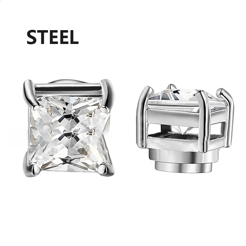 1Pc Crystal Magnetic Ear Stud Clip Earrings for Men and Women Punk Round Zircon Magnet Non Piercing Jewelry 260623