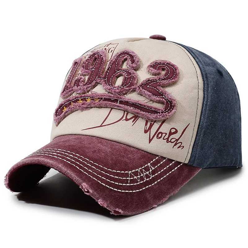 Letter Unisex Retro 1962 Numbered Baseball Color-Blocked Washed Duckbill Hat Adjustable Retro Style Outdoor M260626 - view 6