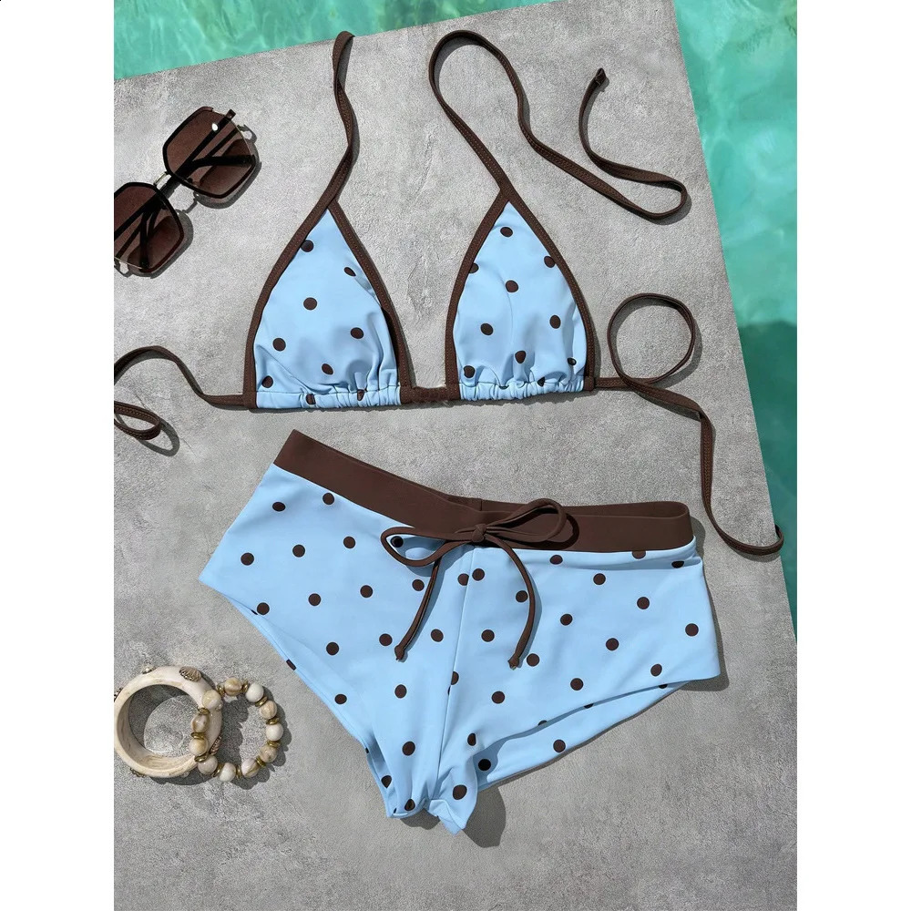 Y2K Sweet and Spicy Storm Point Hanging Neck Strap Bikini Shorts Girl Style Beach Vacation Split Swimsuit 260626 - view 5