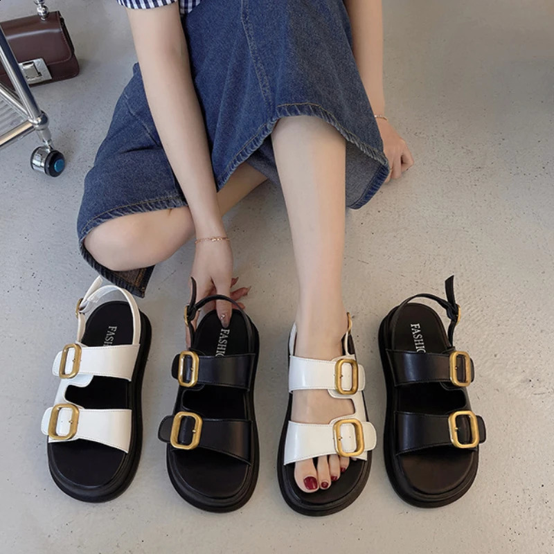 Gladiator Platform Womens Sandals Summer Women Metal Buckle Flat Fashion Casual Soft Bottom Ladies 260626 - view 1