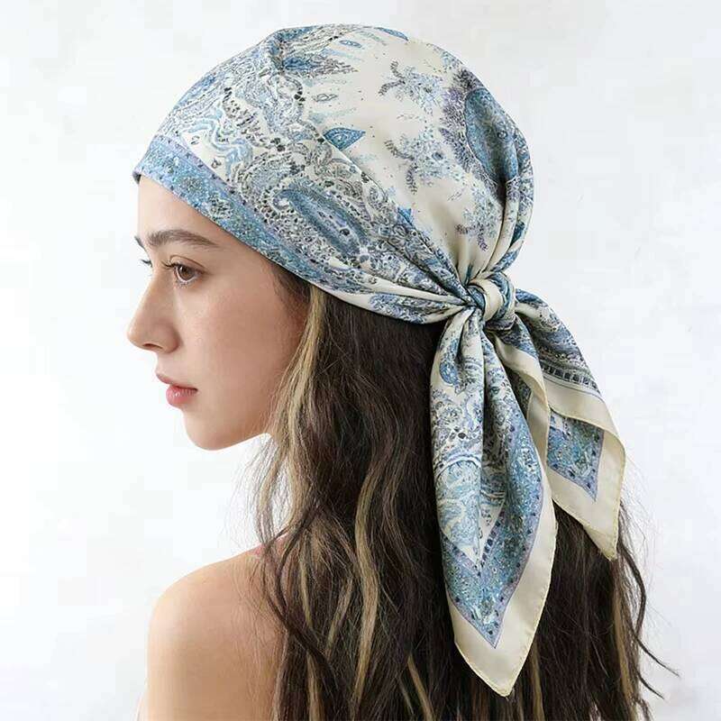 Luxury Printing Silk Square Scarf Women Neck Hair Tie Band Beach Hijab Kerchief Head Headbands Bandana Female Foulard 70cm 26Y06226 - view 6