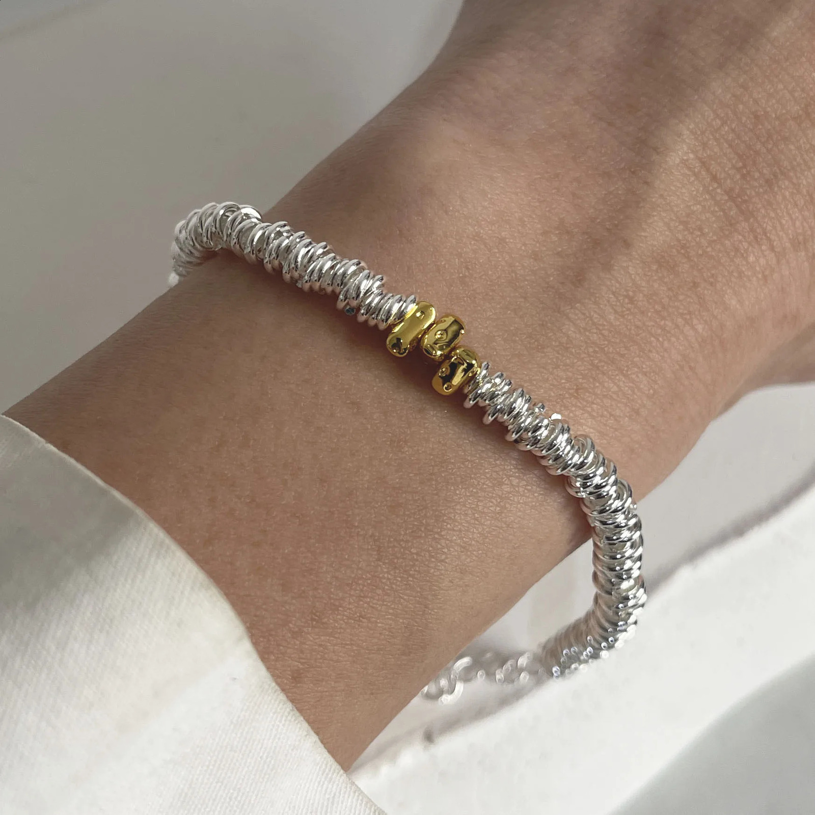100 Solid 925 Sterling Silver Metal Bracelet for Women Handmade Simple Stone Bracelet Birthday Gift Party 260626 - view 4