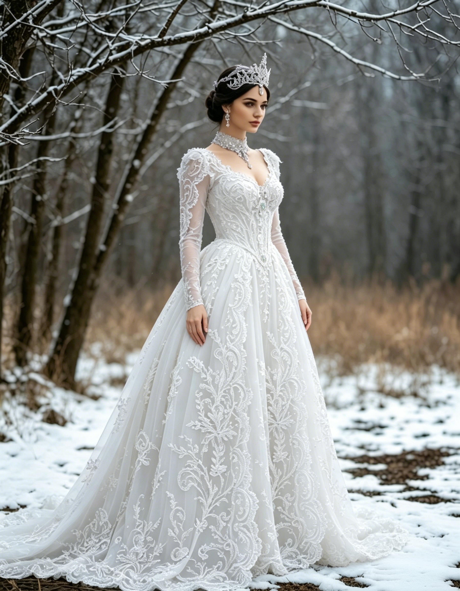 Fairytale Lace Medieval Wedding Dresses Long Sleeves Forset Princess Bridal Gown Lavender Olive Green Tulle A-Line Long Vintage Victorian Bride Dress - view 4
