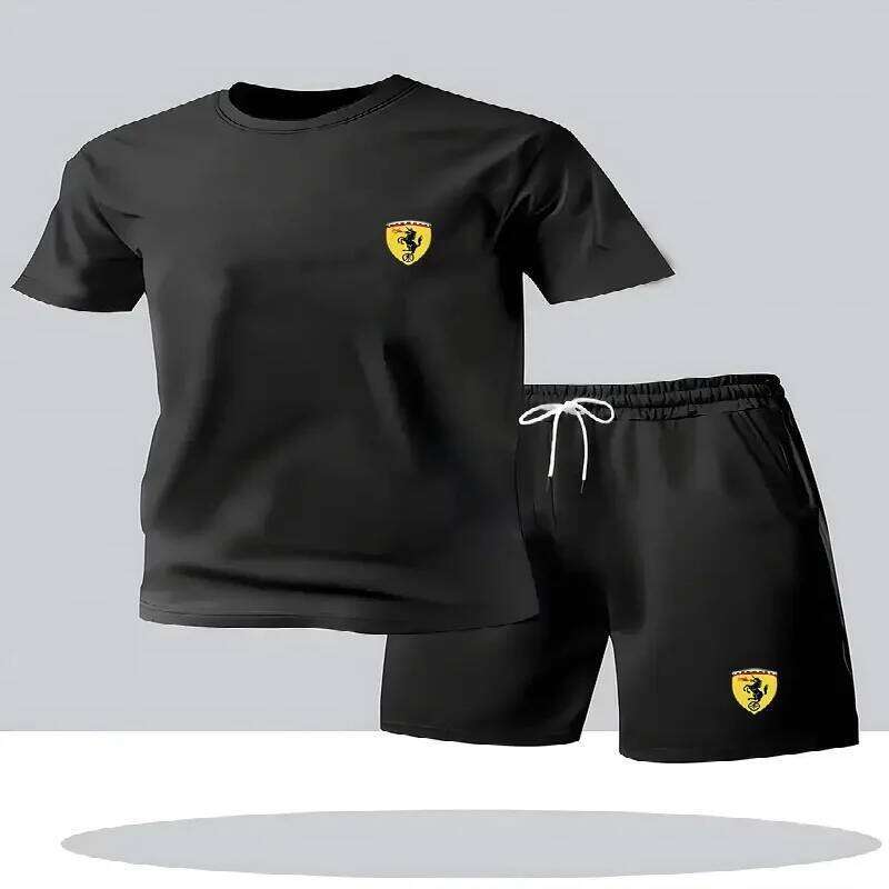 Summer short sleeved comfortable sports suit men's casual round neck T-shirt and shorts two-piece set 26Y0626