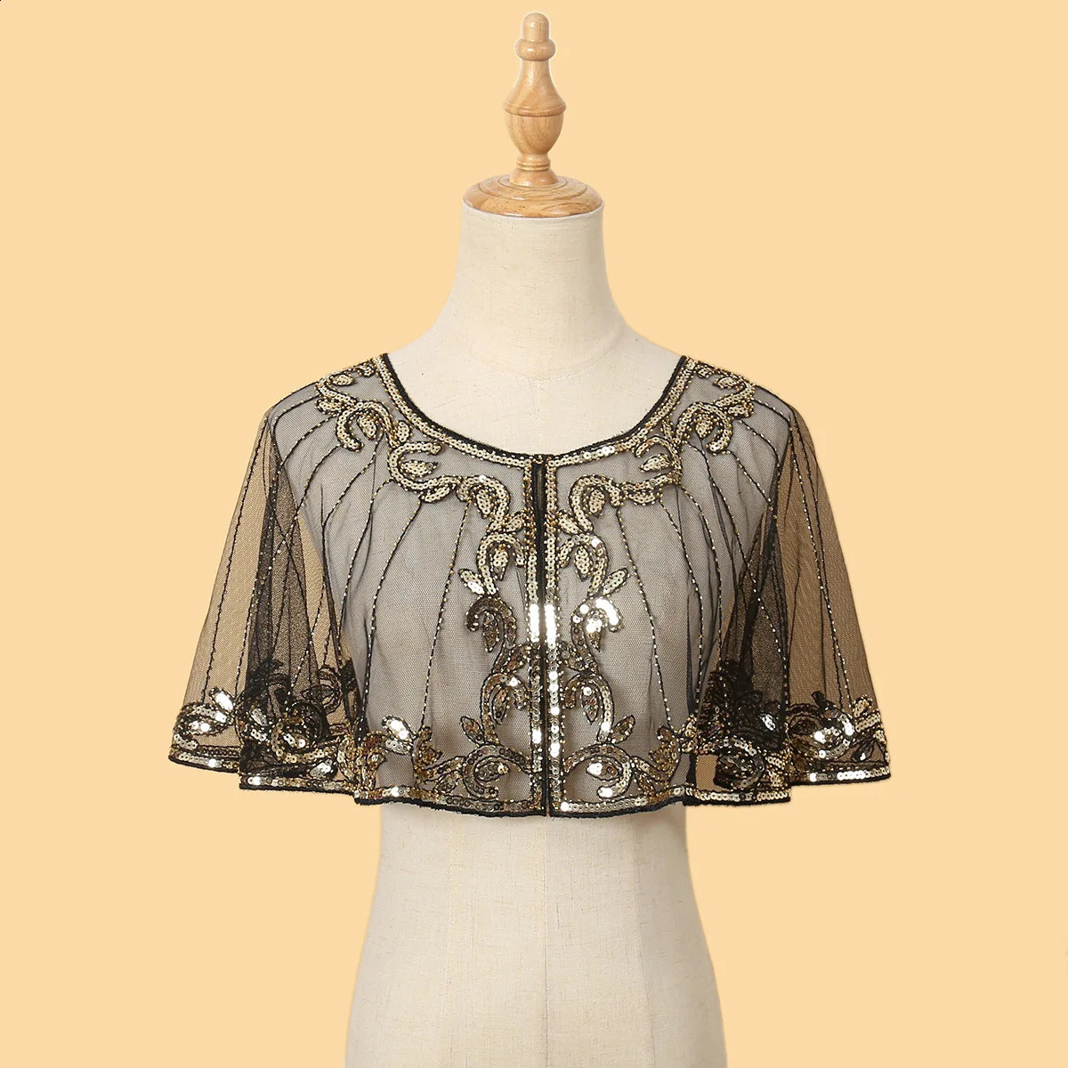 Elegant Sequin Beaded Lace Flapper Shawl Light weight Shiny Embellishment for Evening Gowns 260625