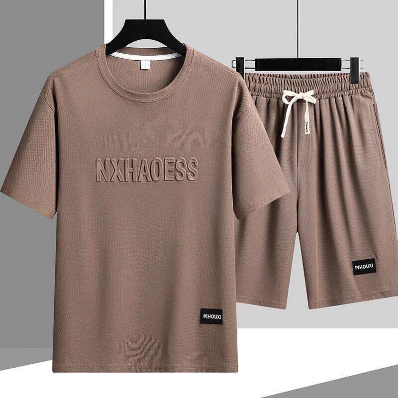 Summer Leisure Sportswear Set Fashion Men Thin Loose Printed letters T-shirt Outdoor Two-piece Letter Round Neck T-shirt+shorts 26Y0626 - view 3